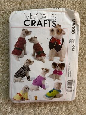 McCall's Crafts Dog Outfit Sewing Pattern with Red Plaid and Multi-Color Options